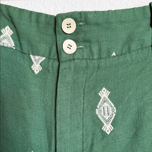 Zara Green Patterned Wide Leg Pants - Picture 7 of 10